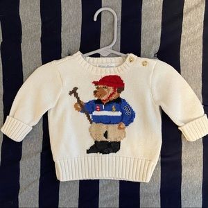 Ralph Lauren Baby Sweater Size 3M featuring the Jockey Bear